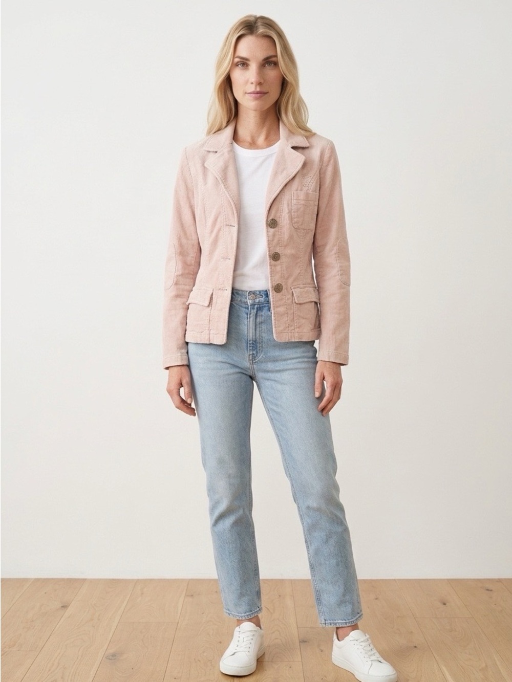 Vintage Y2K Z. Cavaricci Blush Pink Tailored Corduroy Button Jacket Size Large - Picture 3 of 10